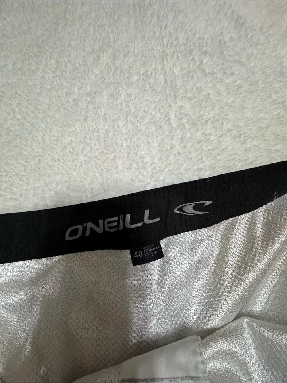 O'Neill Black and White Logo Waistband Swim Trunks